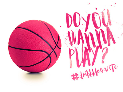 Do you wanna play? basketball behance dribbble invitation invite pink play