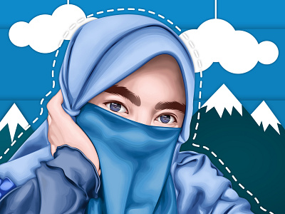 Vector Potrait Cute Blue