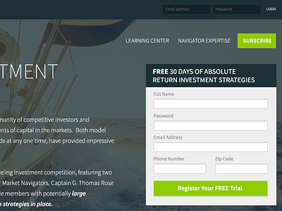 Stocks Application Landing Page contact forms landing page web design