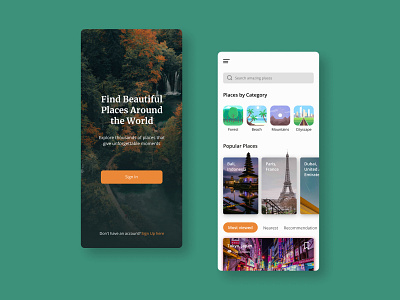 Find Beautiful Places app design bali dubai figma minimalist mobile design nature paris tokyo userinterface