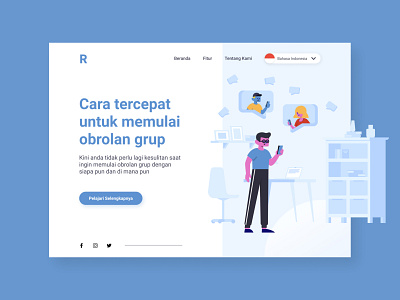 #Exploration - Design using Stubborn Illustration 1/2 app design chat clean figma design group illustration landing page minimalist ui userinterface web design website