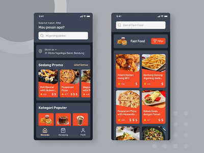 Food Order App Concept - Dark Theme