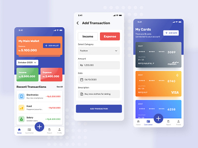 Money Management App Concept android app app design cards expense figma financial income ios mobile design money money app ui userinterface wallet