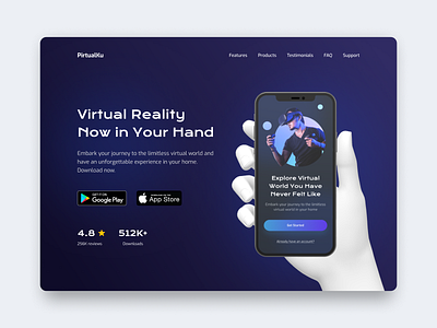 Virtual Reality Header Website app app design clean design figma header header design hero section landing page ui userinterface virtual virtual reality vr web web design website