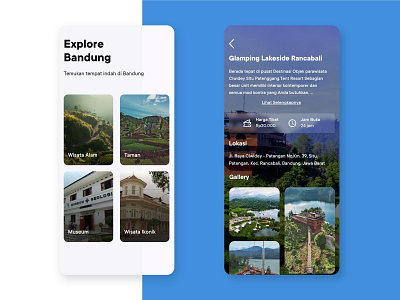 Explore Bandung Mobile App adobe xd app design bandung clean indonesia minimalist mobile app nature turism userinterface