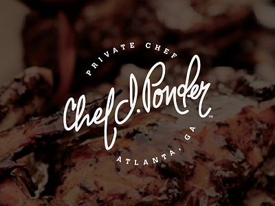 Chef J. Ponder Logo atlanta chef emblem food handwritten j p script seal
