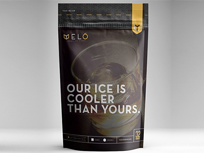 YELÖ Ice Resealable Packaging brand cube ice luxury miami package pouch premium sphere y yellow yelo