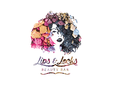 Lips & Locks Beauty Bar Logo beauty curly hair illustration makeup mua salon sexy woman