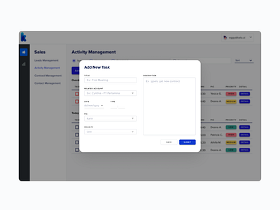 Add New Task - Activity Management - CRM System by Deana Almira Putri ...