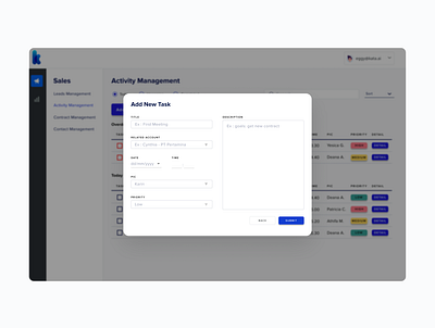 Add New Task - Activity Management - CRM System activity activity management activity tracker add crm customer relationship management form form design form field new task task list task management task manager