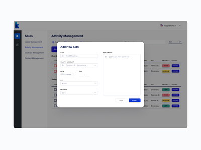 Add New Task - Activity Management - CRM System