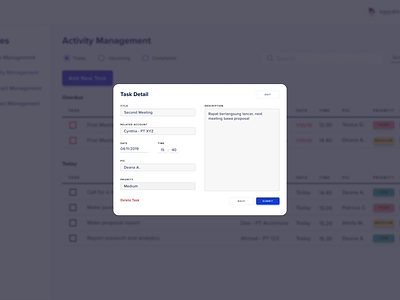 Task Detail - Activity Management - CRM System