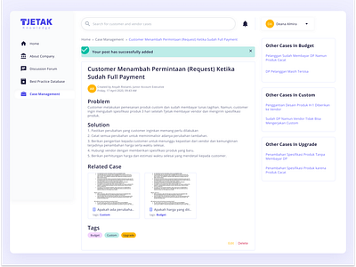 Case Management - Knowledge Management System - Post View