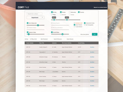 Course Registration Page classes interaction search engine ui