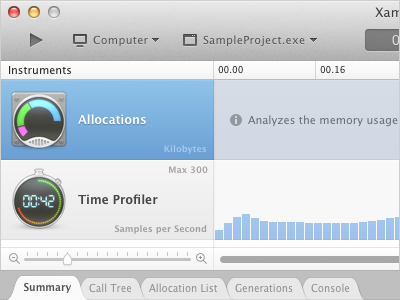 Xamarin Profiler — OS X Mavericks Design gui icon mavericks osx profiler window xamarin