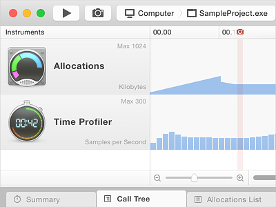Xamarin Profiler — OS X Yosemite Design gui icon osx profiler window xamarin yosemite