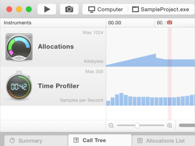 Xamarin Profiler — OS X Yosemite Design gui icon osx profiler window xamarin yosemite