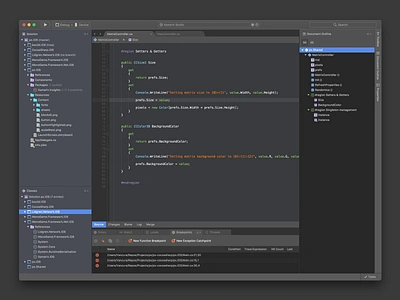 MonoDevelop + Xamarin Studio dark skin dark editor gui ide osx window xamarin