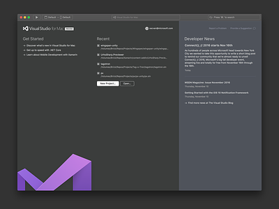 Visual Studio for Mac – Dark Theme application dark gui logo macos microsoft purple visual studio