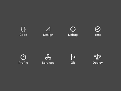 Persona Icons code dark debug deploy design flat git glyph icon profile service test
