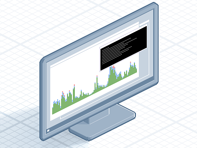 Monitoring chart desktop graph icon iso isometric monitor pixel pixelart pixelated screen sprite window