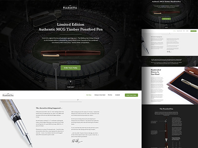 Ponsford Pen animation ccs3 dark design ecommerce homepage landing onepage webdesign