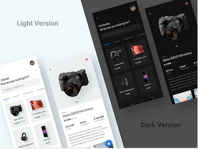 Online gadgets store app design app app design cards concept dark ui design ecommerce app interface light ui mobile app mobile ui ui