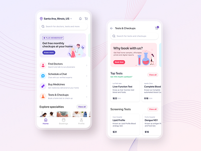 Healthcare Mobile App Design app card category chat colors consultation detail page doctors healthcare home ios medical medicine mobile app physician schedule ux