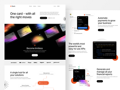 Ozark | Payment Card Fintech Landing Page banking card cards colors finance fintech home page landing page payment card snippets typography ui design web design