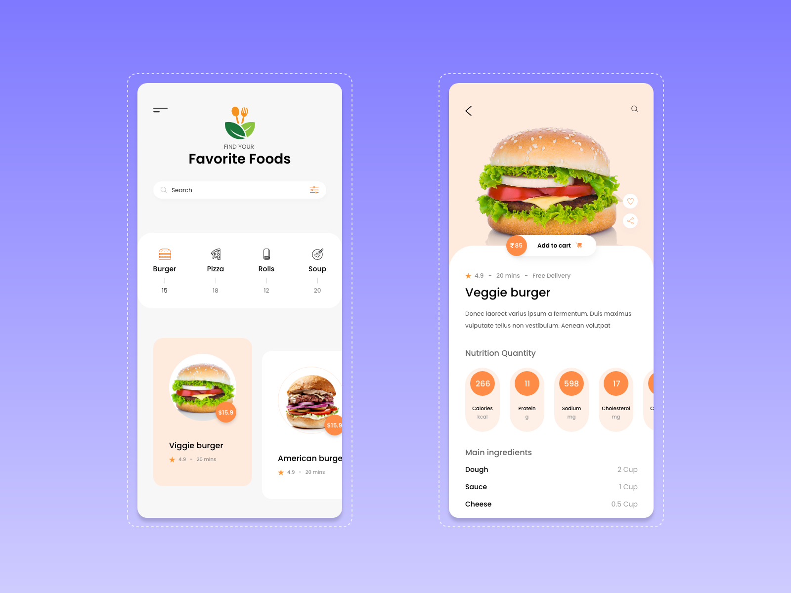 Find Favourite Food - UI design by Ashmit Kandhari on Dribbble