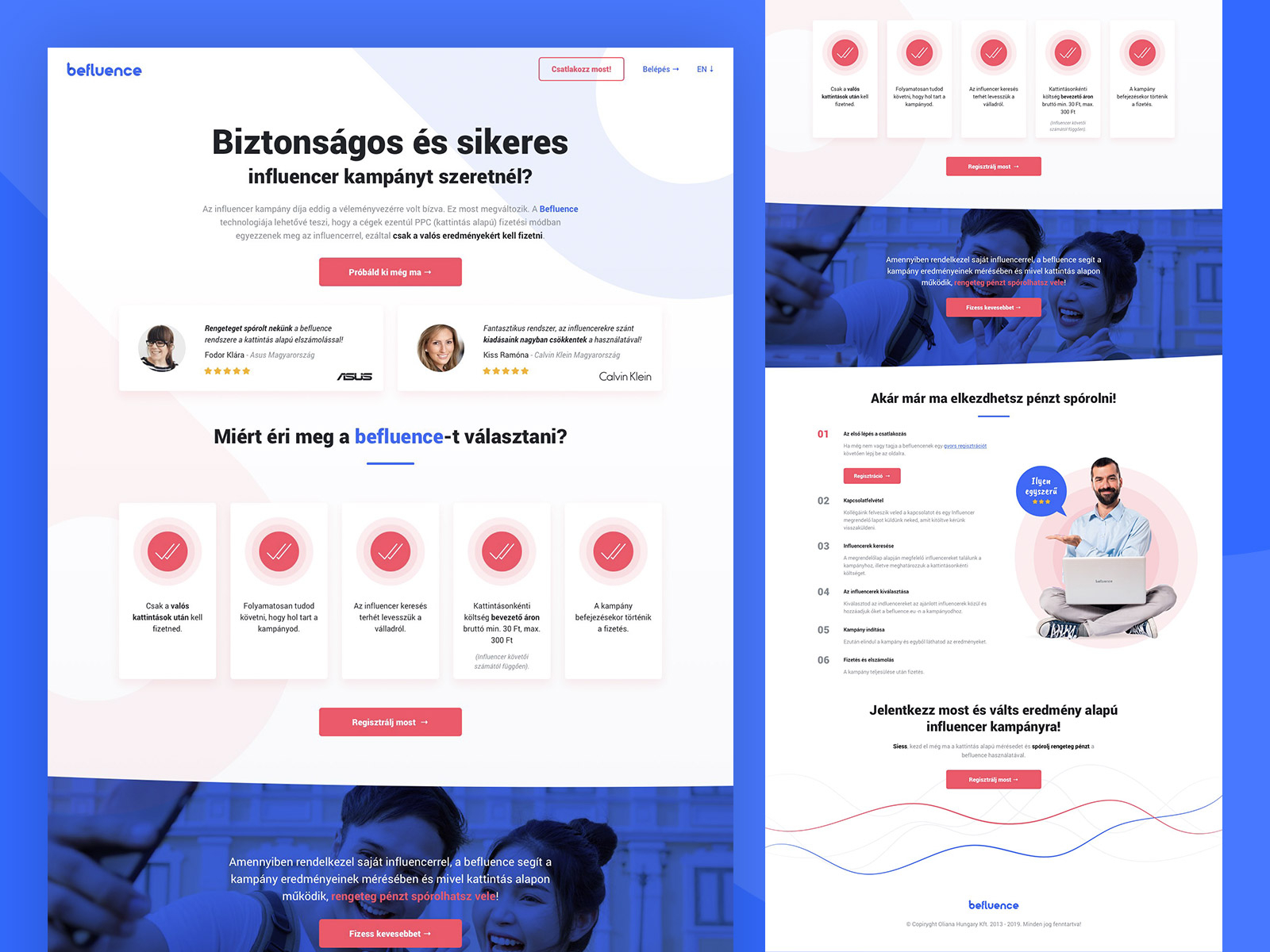 Befluence landing page by Gergő Szalai on Dribbble