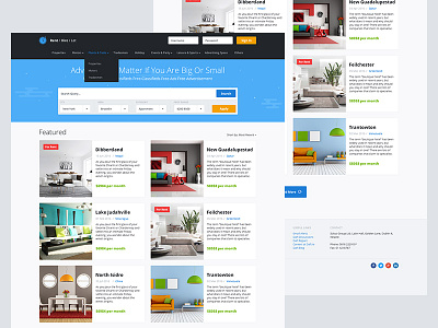 Rent Site blue clouds dropdown hire rent search sketch ui web webdesign website