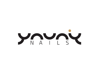 Youniq Nails Logo black emblem gold logo nail