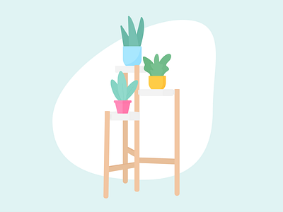 Day 47 - 366 Days of Illustration Challenge - MintSwift digital illustration flat colours flat design flat illustration flatdesign flower ikea illustration illustrations illustrator mintswift modern plant illustration plant stand planter plants scandinavian vector vector art wood