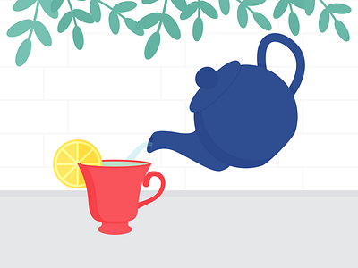 Day 59 - 366 Days of Illustration Challenge - MintSwift cuppa digital art digital illustration flat design flat illustration flatdesign illustration illustrations illustrator kitchen kitchenware lemon mintswift tea tea time teacup teapot tiles vector water