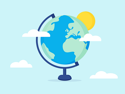 Day 66 - 366 Days of Illustration Challenge - MintSwift clouds continent digital illustration earth europe flat design flat illustration flatdesign globe illustration illustrations illustrator map mintswift planet scene sun vector vector art world