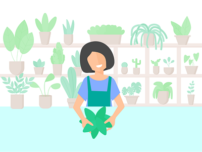 Day 74 - 366 Days of Illustration Challenge - MintSwift character design digital illustration flat design flat illustration flatdesign florist flower flowers arranging flowershop illustration illustrations illustrator mintswift plants plants shop pots urban jungle vector vector art woman