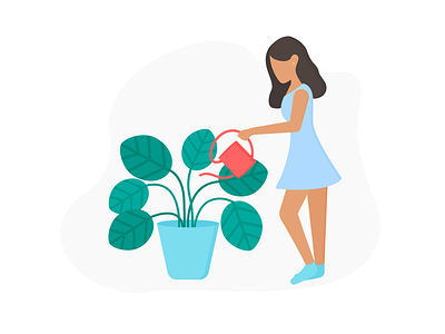 Day 75 - 366 Days of Illustration Challenge - MintSwift calathea character design digital illustration editorial illustration flat design flat illustration flatdesign illustration illustrations illustrator mintswift plant illustration plants spot illustration ui vector vector illustration watering watering can woman