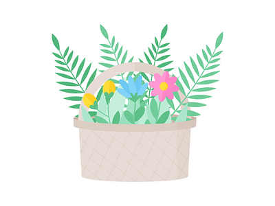 Day 82 - 366 Days of Illustration Challenge - MintSwift basket digital illustration flat flat design flat illustration flatdesign flowers flowers basket flowers illustration gift illustration illustrations illustrator mintswift mothers day spring tropical tropical leaves vector vector illustration