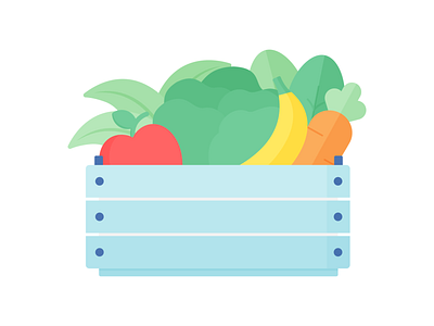 Day 119 - 366 Days of Illustration Challenge - MintSwift apple banana carrot crate digital illustration flat design flat illustration flatdesign food illustration fruit greens illustration illustrator leaf lettuce mintswift spring vector illustration vegan vegetarian