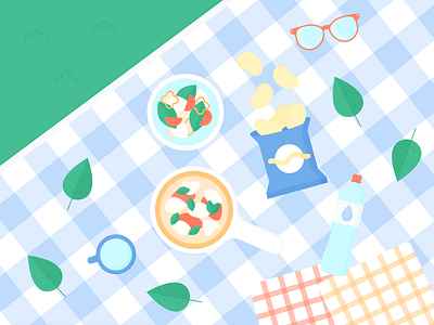 Day 140 - 366 Days of Illustration Challenge - MintSwift basil crisps digital illustration flat design flat illustration flatdesign illustration illustrations illustrator mintswift mug napkins park picnic pizza salad sunglasses vector illustration water water bottle