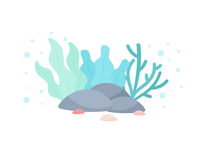 Day 160 - 366 Days of Illustration Challenge - MintSwift coral digital illustration flat design flat illustration flatdesign illustration illustrations illustrator maritime mintswift nautical naval ocean rocks sea seaweed stones underwater vector illustration world oceans day