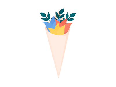 Day 168 - 366 Days of Illustration Challenge - MintSwift bouquet digital illustration flat design flat illustration flatdesign flower flower bouquet flower cone flower shop flowers illustration illustrations illustrator leaf mintswift paper paper cone plants vector vector illustration