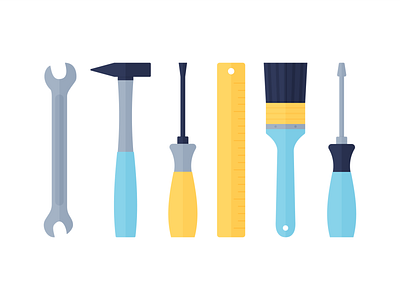 Day 175 - 366 Days of Illustration Challenge - MintSwift brush dad digital illustration diy fathers day flat design flat illustration flatdesign hammer hand tools illustration illustrator mintswift nut wrench ruler screwdriver tools vector illustration wall brush wrench