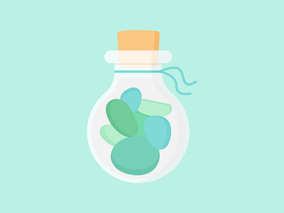 Day 180 - 366 Days of Illustration Challenge - MintSwift container cork digital illustration flat design flat illustration flatdesign glass glass bottle illustration illustrator jar mintswift pebbles rocks salt sea sea glass stone string vector illustration