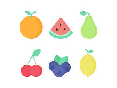 Day 196 - 366 Days of Illustration Challenge - MintSwift blueberries blueberry cherries cherry digital illustration flat design flat illustration flatdesign fruit fruits illustration illustrator lemon mintswift orange pear sticker stickers vector illustration watermelon