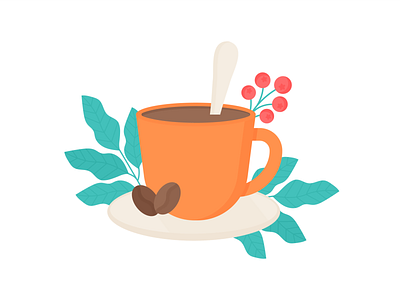 Day 275 - 366 Days of Illustration Challenge - MintSwift coffee coffee bean coffee cup coffee day cup digital illustration flat design flat illustration flatdesign foliage illustration illustrations illustrator international coffee day leaf mintswift mug plant vector vector illustration