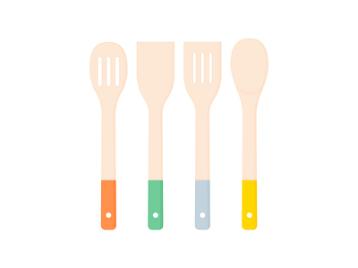 Day 309 - 366 Days of Illustration Challenge - MintSwift cutlery digital illustration flat design flat illustration flatdesign illustration illustrations illustrator kitchen mintswift slotted spoon slotted turner soild spoon solid turner spoon turner utensils vector vector illustration wooden