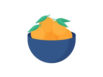 Day 339 - 366 Days of Illustration Challenge - MintSwift bowl digital illustration flat design flat illustration flatdesign food food illustration fruit illustration illustrations illustrator leaf leaves mandarin mintswift orange tangerine vector art vector illustration winter