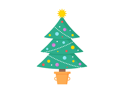Day 359 - 366 Days of Illustration Challenge - MintSwift baubles christmas christmas time christmas tree cooking pot digital illustration fir tree flat design flat illustration flatdesign illustration illustrations illustrator mintswift potted tree star string of lights vector vector illustration xmas
